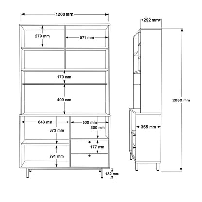 Kitchen furniture Kaylor pakoworld black metal and natural-white melamine 120x35.5x205cm