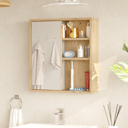 Bagno bathroom cabinet with mirror pakoworld oak 60x14.5x63.6cm
