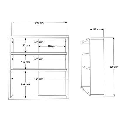 Bagno bathroom cabinet with mirror pakoworld oak 60x14.5x63.6cm