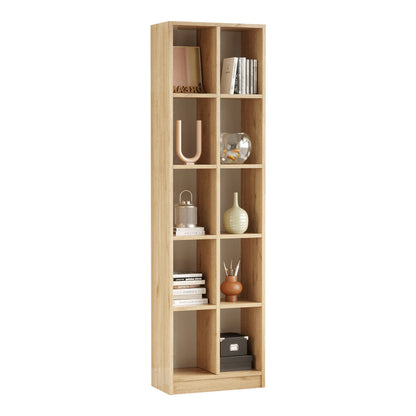 Oteca 10-seat bookcase pakoworld in oak 51.1x25.4x180cm