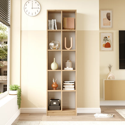 Oteca 10-seat bookcase pakoworld in oak 51.1x25.4x180cm