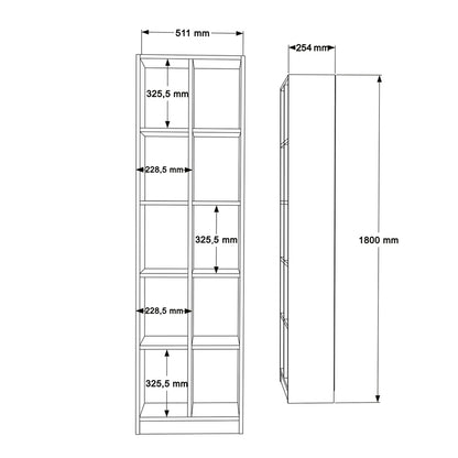 Oteca 10-seat bookcase pakoworld in white shade 51.1x25.4x180cm