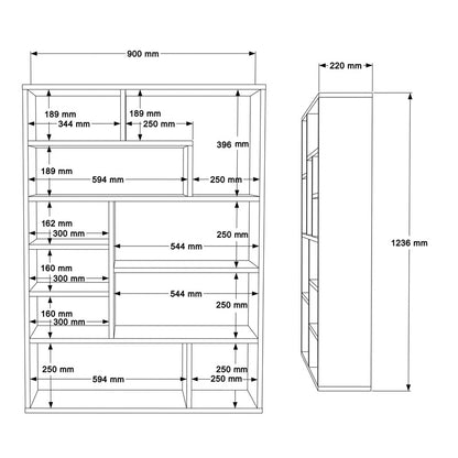 Bookcase Decora pakoworld in natural-anthracite shade 90x22x123.6cm