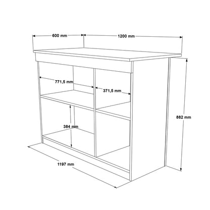 Kogile pakoworld kitchen table-counter in natural shade 120x60x88.2cm