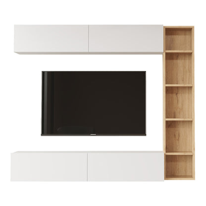 Compo living room set wall-mounted pakoworld in oak-white shade 169.10x25,8x143.5cm