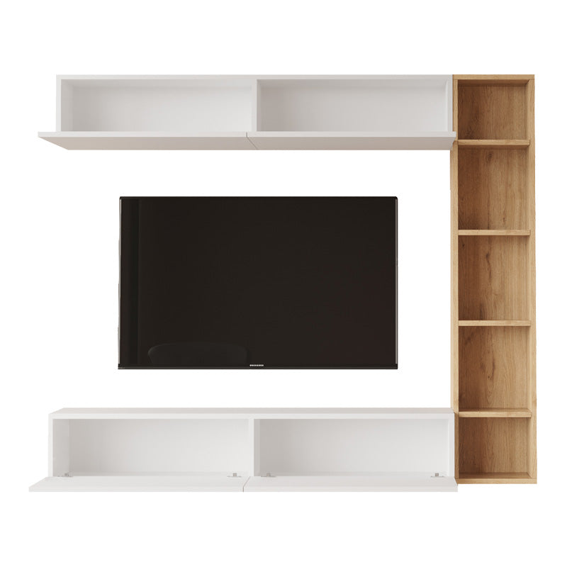 Compo living room set wall-mounted pakoworld in oak-white shade 169.10x25,8x143.5cm