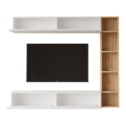 Compo living room set wall-mounted pakoworld in oak-white shade 169.10x25,8x143.5cm