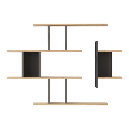 Wall shelf Ledia oak with anthracite color 110.6x14.5x78cm
