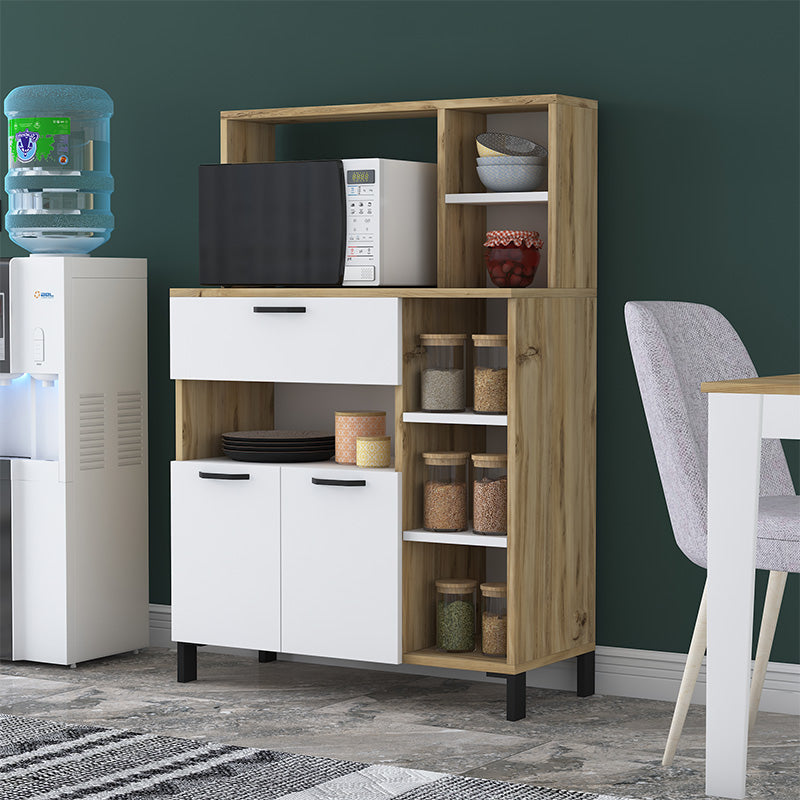 Floor shelf unit Vicky pakoworld walnut white 90x42x134cm