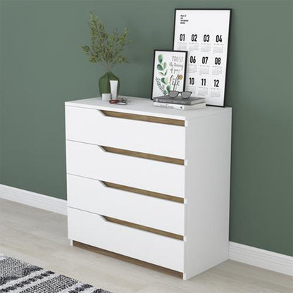 Chest of 4 drawers Verena pakoworld white-walnut 80x47x92cm