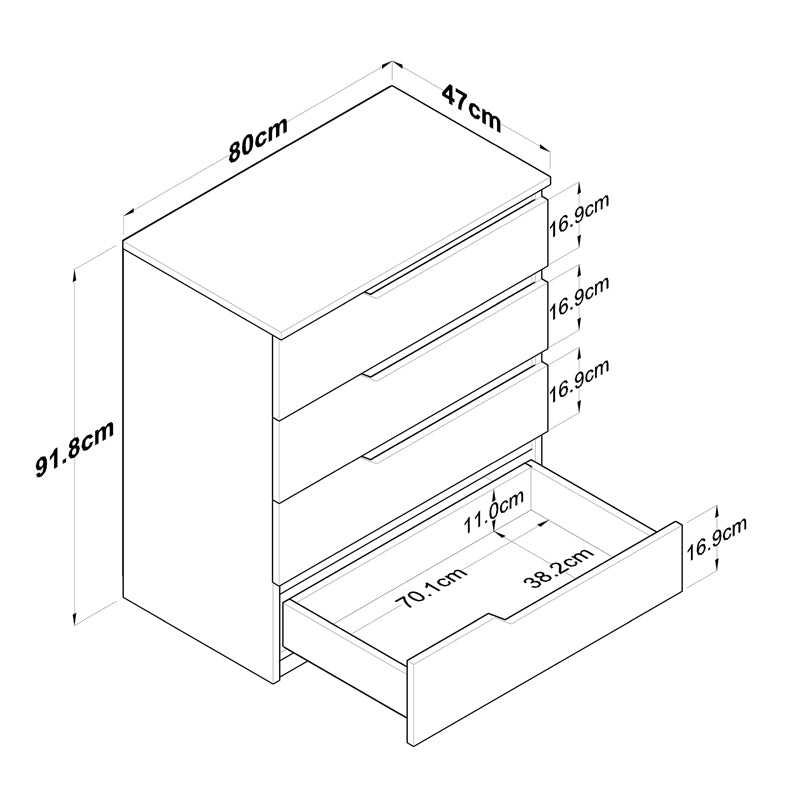 Chest of 4 drawers Verena pakoworld white-walnut 80x47x92cm