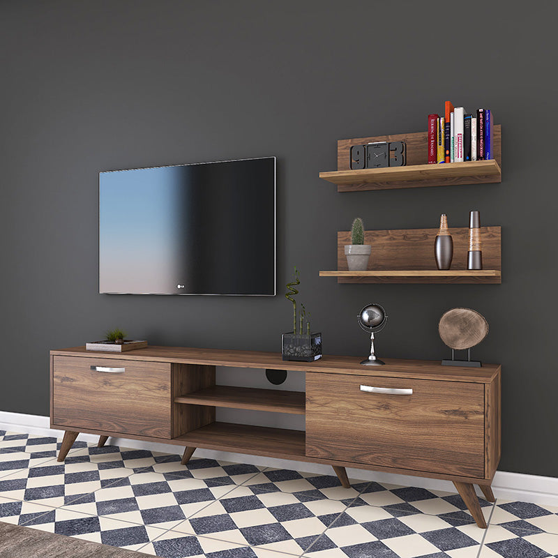 Tv unit Jasmine pakoworld in walnut color 80x35x48.5cm