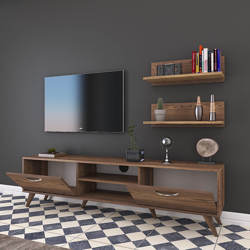 Tv unit Jasmine pakoworld in walnut color 80x35x48.5cm