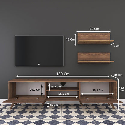 Tv unit Jasmine pakoworld in walnut color 80x35x48.5cm