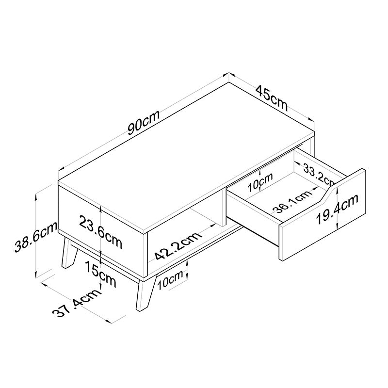 Coffee table Judas pakoworld walnut-white 90x45x38.5cm