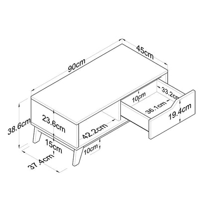 Coffee table Judas pakoworld walnut-white 90x45x38.5cm