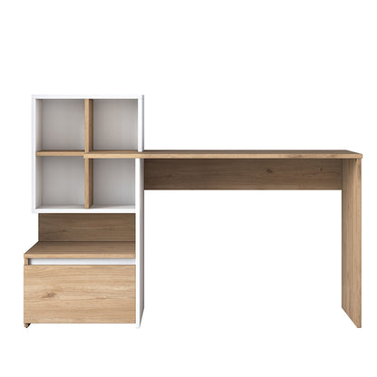 Work desk-shelf unit Boaz pakoworld walnut-white 146x50x100.5cm