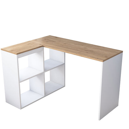 Work desk-shelf unit left corner Sidney pakoworld walnut-white 120x50x75cm