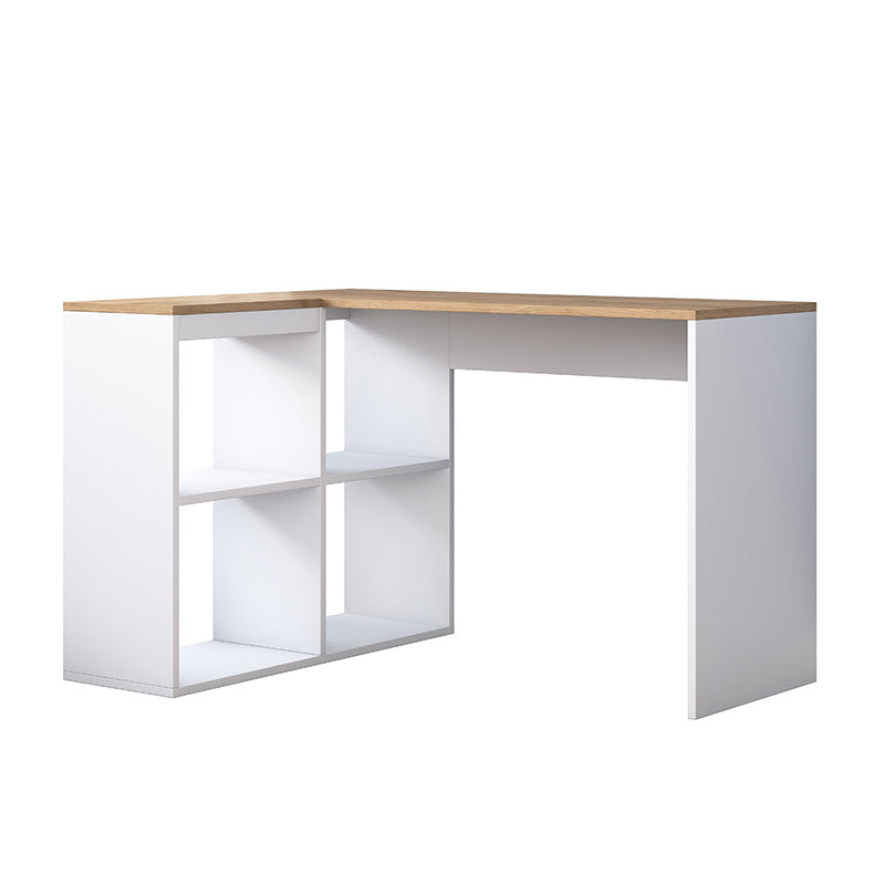 Work desk-shelf unit left corner Sidney pakoworld walnut-white 120x50x75cm