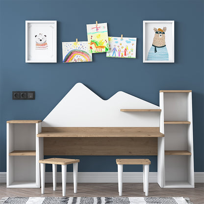 Office set for children 3pcs Bubble pakoworld walnut-white180x45x93.5cm