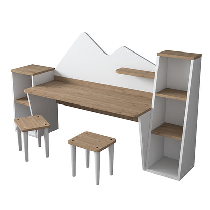 Office set for children 3pcs Bubble pakoworld walnut-white180x45x93.5cm