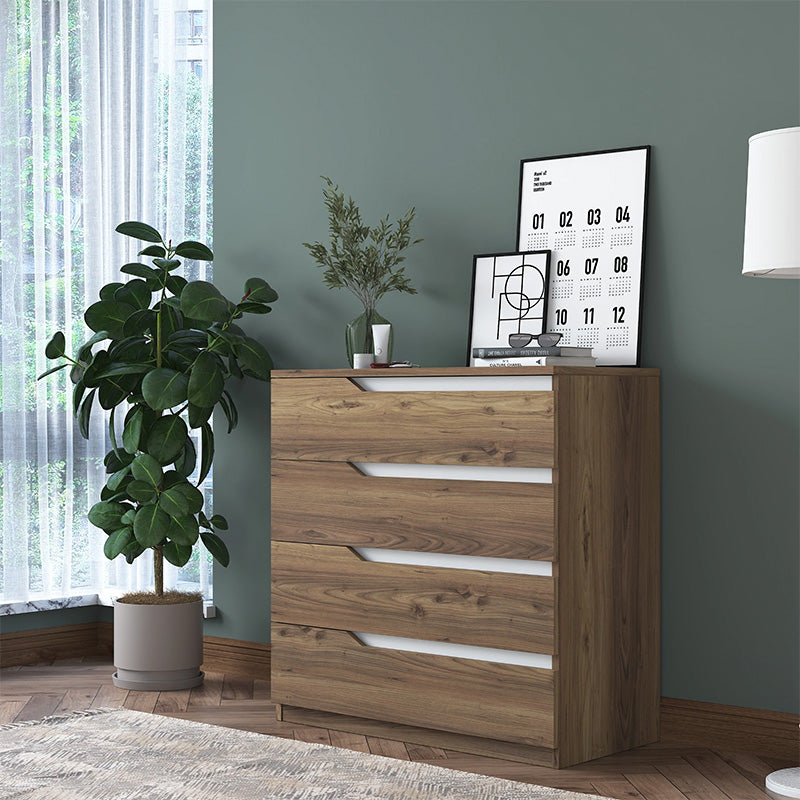 Chest of 4 drawers Verena pakoworld walnut-white 80x47x92cm