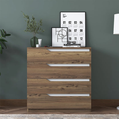 Chest of 4 drawers Verena pakoworld walnut-white 80x47x92cm