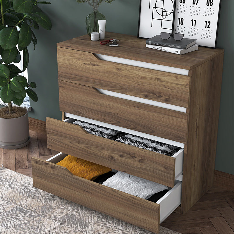 Chest of 4 drawers Verena pakoworld walnut-white 80x47x92cm