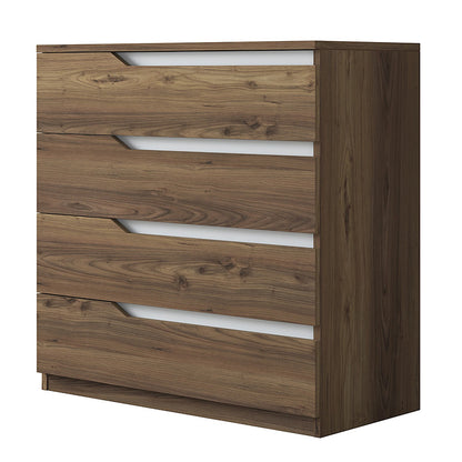 Chest of 4 drawers Verena pakoworld walnut-white 80x47x92cm