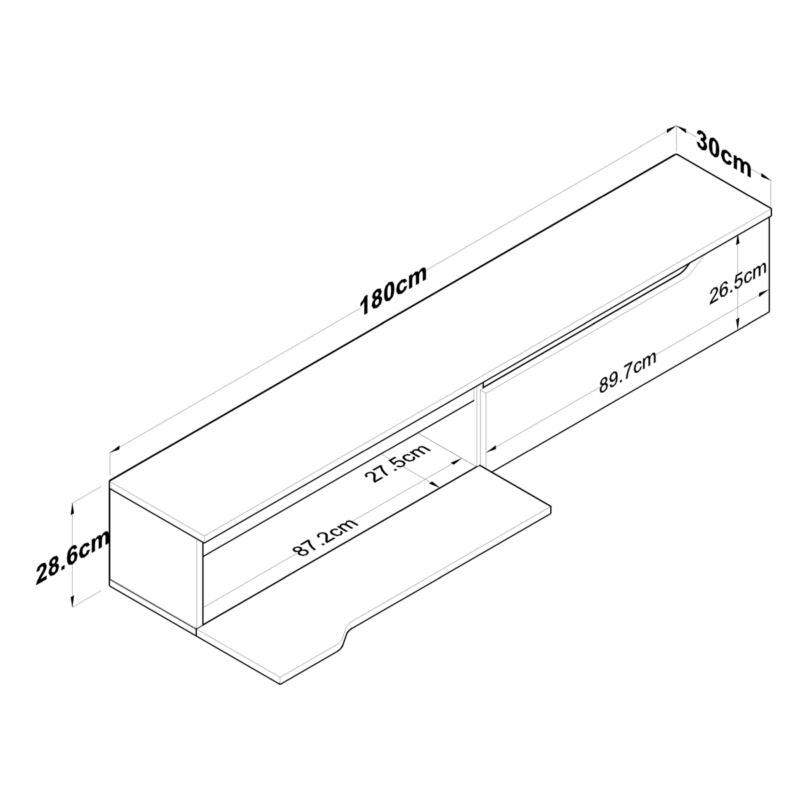 Wall mounted TV cabinet Sabina pakoworld white-walnut 180x30x28.5cm