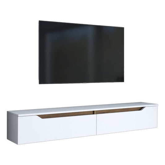 Wall mounted TV cabinet Sabina pakoworld white-walnut 180x30x28.5cm