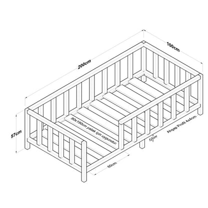 Children's bed Pelli pakoworld pine wood natural 90x190cm