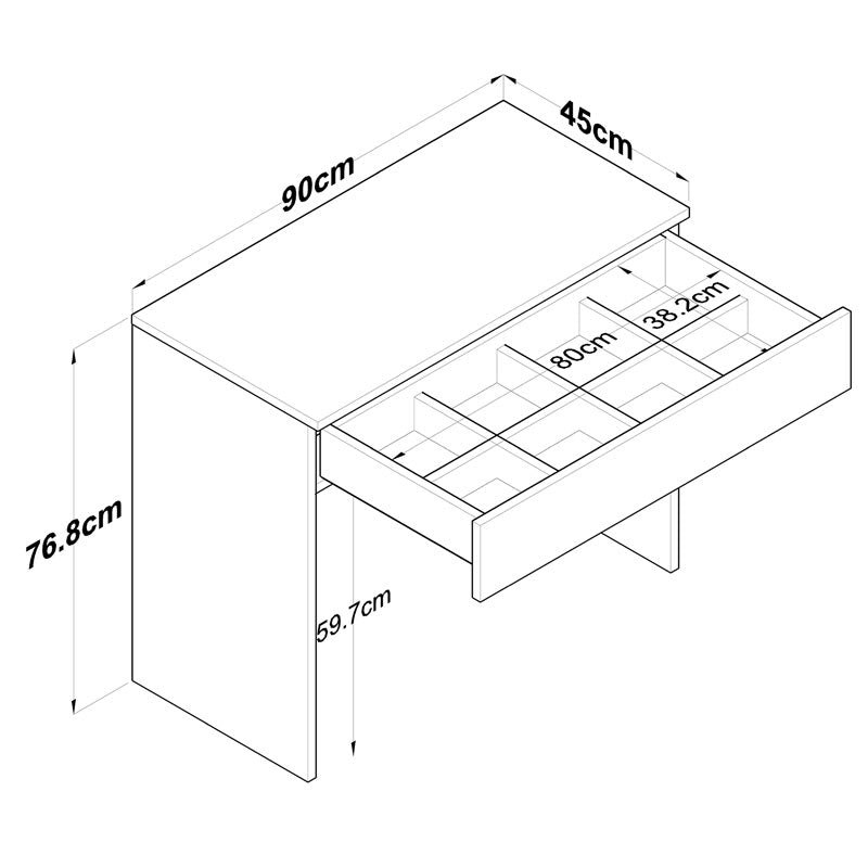 Dressing table Artemisia pakoworld white 90x45x76.8cm