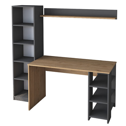 Work desk-shelf unit Goldie pakoworld anthrasite-natural 160x45x161.8cm