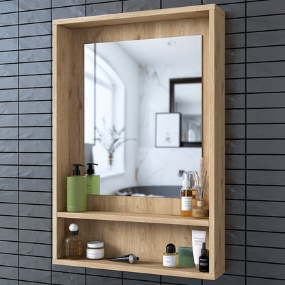 Bathroom mirror Holt pakoword in natural color 60x12x87cm