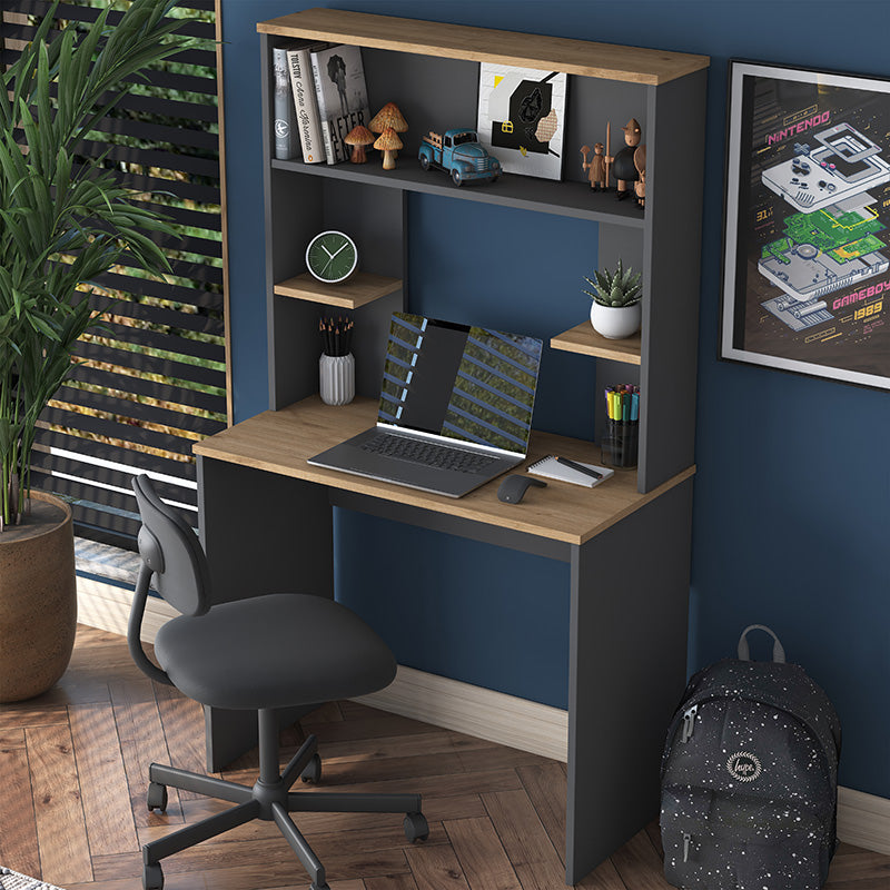 Work desk-shelf unit Goldie pakoworld walnut-natural 90x45x155.60cm