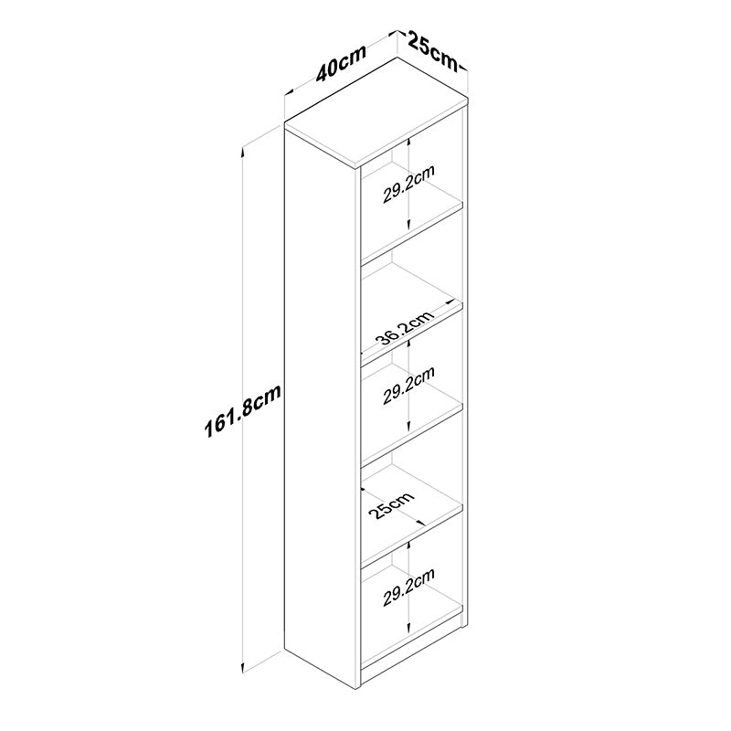 Bookcase Goldie pakoworld white-natural 40x25x161.80 cm