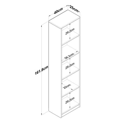 Bookcase Goldie pakoworld white-natural 40x25x161.80 cm