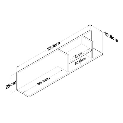 Wall shelf unit Goldie pakoworld anthracite-natural 120x19.8x25cm