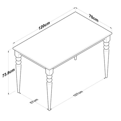 Dining table Rosette pakoworld natural-white 120x70x73.8cm