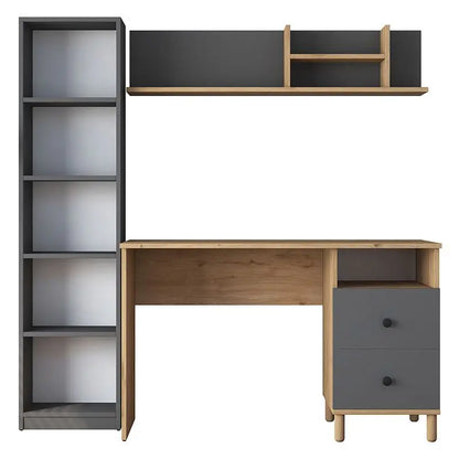 Work desk-shelf unit Goldie pakoworld white-natural 160x50x161.8cm