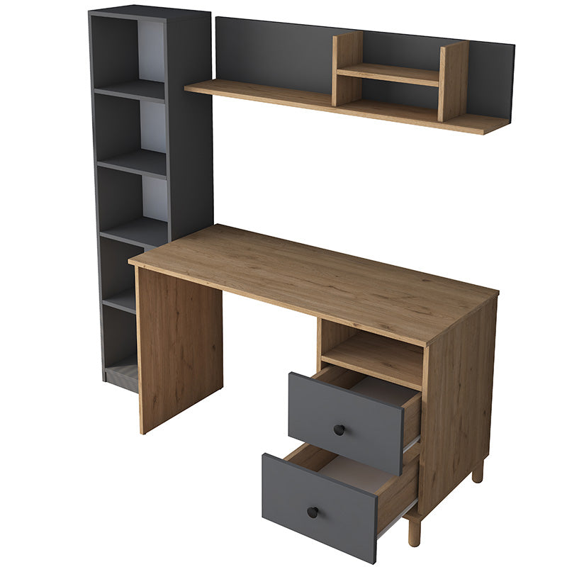 Work desk-shelf unit Goldie pakoworld anthracite-natural 160x50x161.8cm