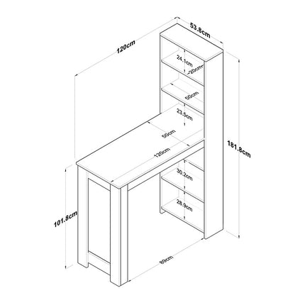 Table Bar Pawl pakoworld white-walnut 120x50x181.8cm