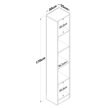 Bookcase Goldie pakoworld walnut-white 30x25x170 cm