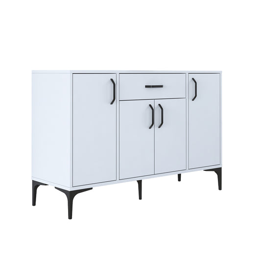 Buffet Luther pakoworld white melamine-black metal leg 120x40x78.5cm