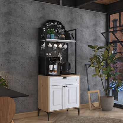 Buffet with shelf Lordien pakoworld white melamine-black metal leg 70x40x184.6cm