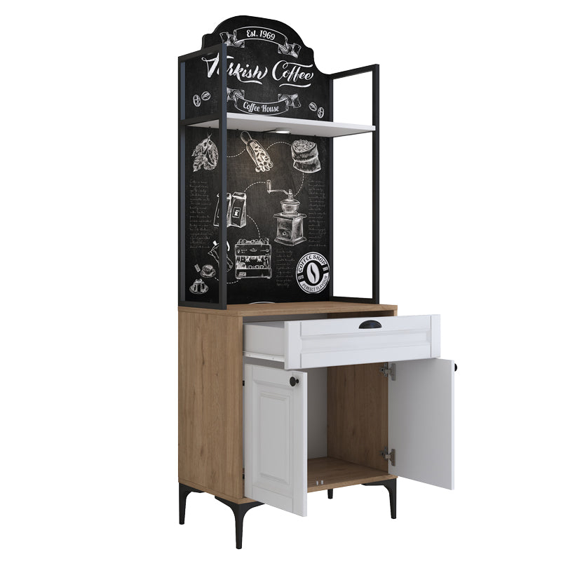 Buffet with shelf Lordien pakoworld white melamine-black metal leg 70x40x184.6cm