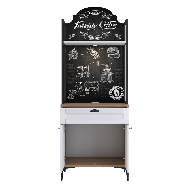 Buffet with shelf Lordien pakoworld white melamine-black metal leg 70x40x184.6cm