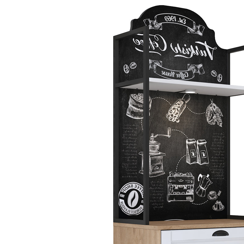 Buffet with shelf Lordien pakoworld white melamine-black metal leg 70x40x184.6cm