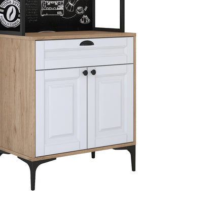 Buffet with shelf Lordien pakoworld white melamine-black metal leg 70x40x184.6cm